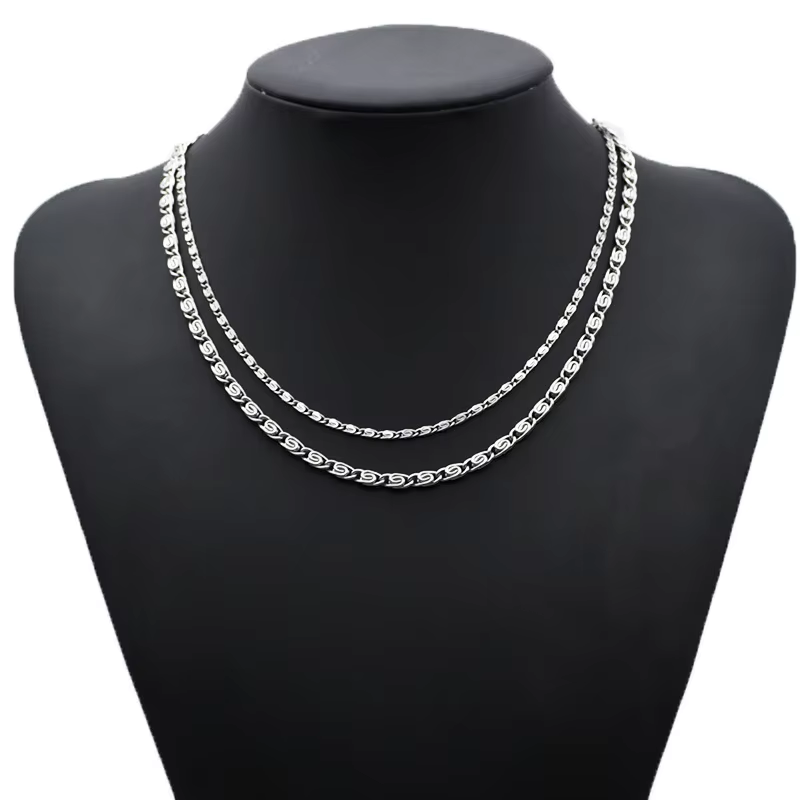 925 Sterling Silver Chain Necklace Men - Andara 925 Sterling Silver 18K Gold