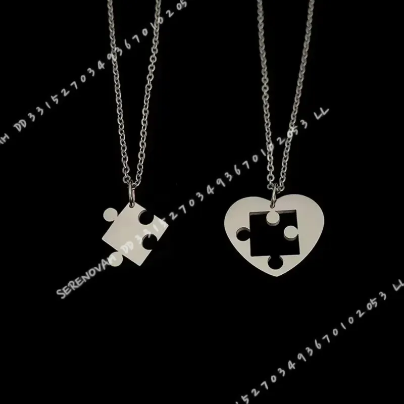 2Pcs Set Simple Puzzle Heart M - огляд і ціна Magnetic Couple Matching Necklaces