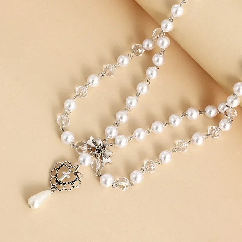 Punk Crosses Pendant Necklace  - огляд і ціна Pearl Choker Necklace Vintage