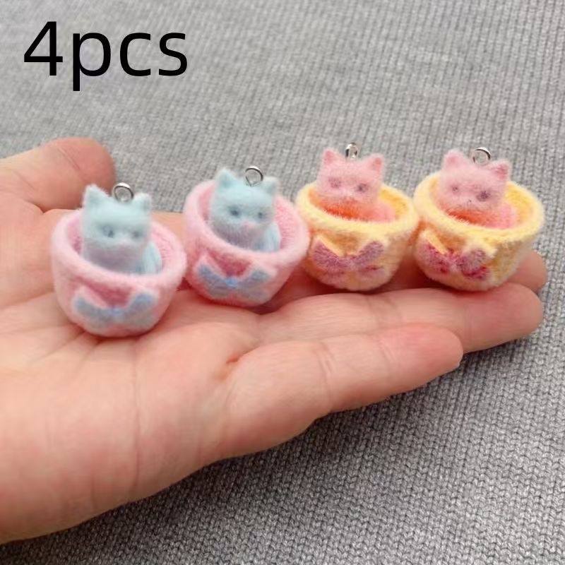 4pcs 3D plush resin cat pendan - огляд і ціна Earrings