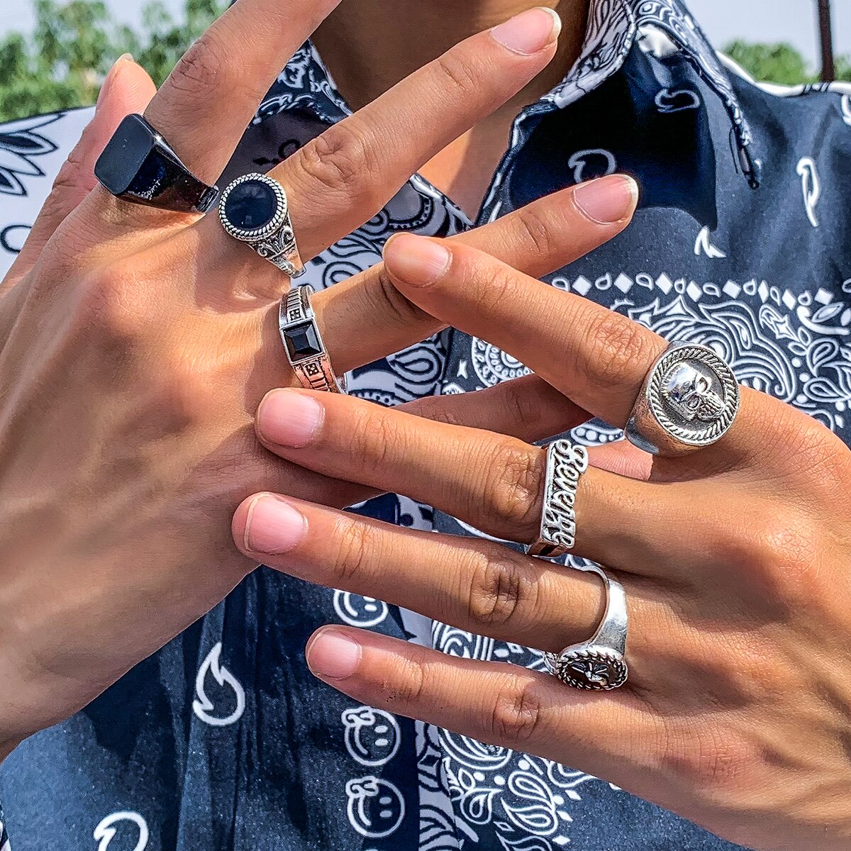 6Pcs/Set Goth Vintage Skeleton - огляд і ціна Vintage Punk Knuckle Rings Set