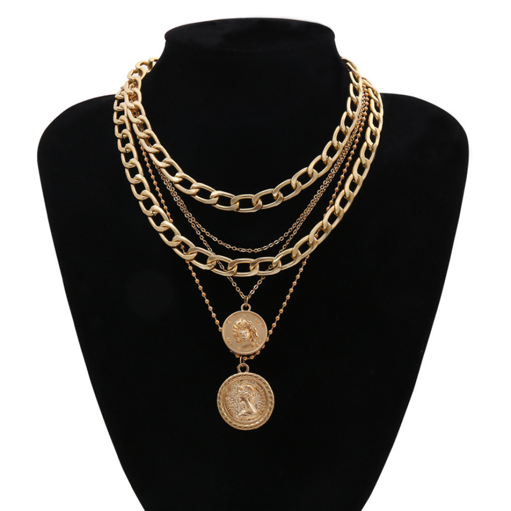 Bohemian Style Portrait Pendan - огляд і ціна Layered Pendant Necklace Aesthetic