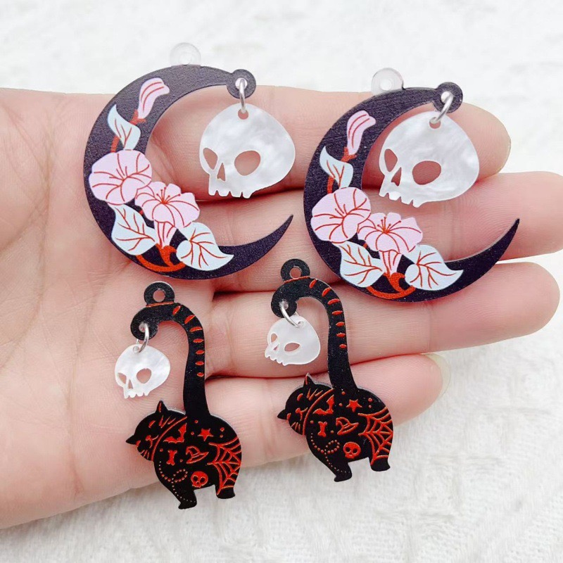 10pcs Halloween Acrylic Ghost  - огляд і ціна Earrings