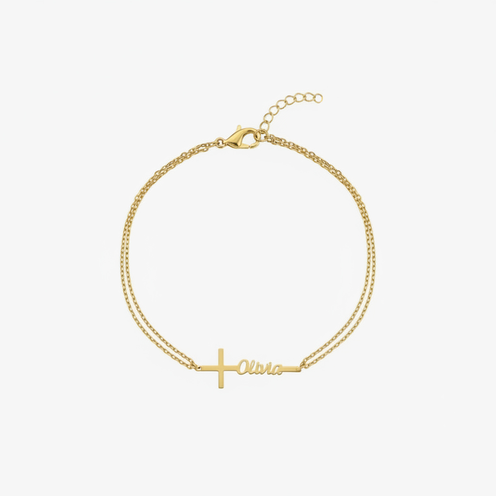 Custom Baptism Name Bracelet P - огляд і ціна Cross Pendant Necklace Gold