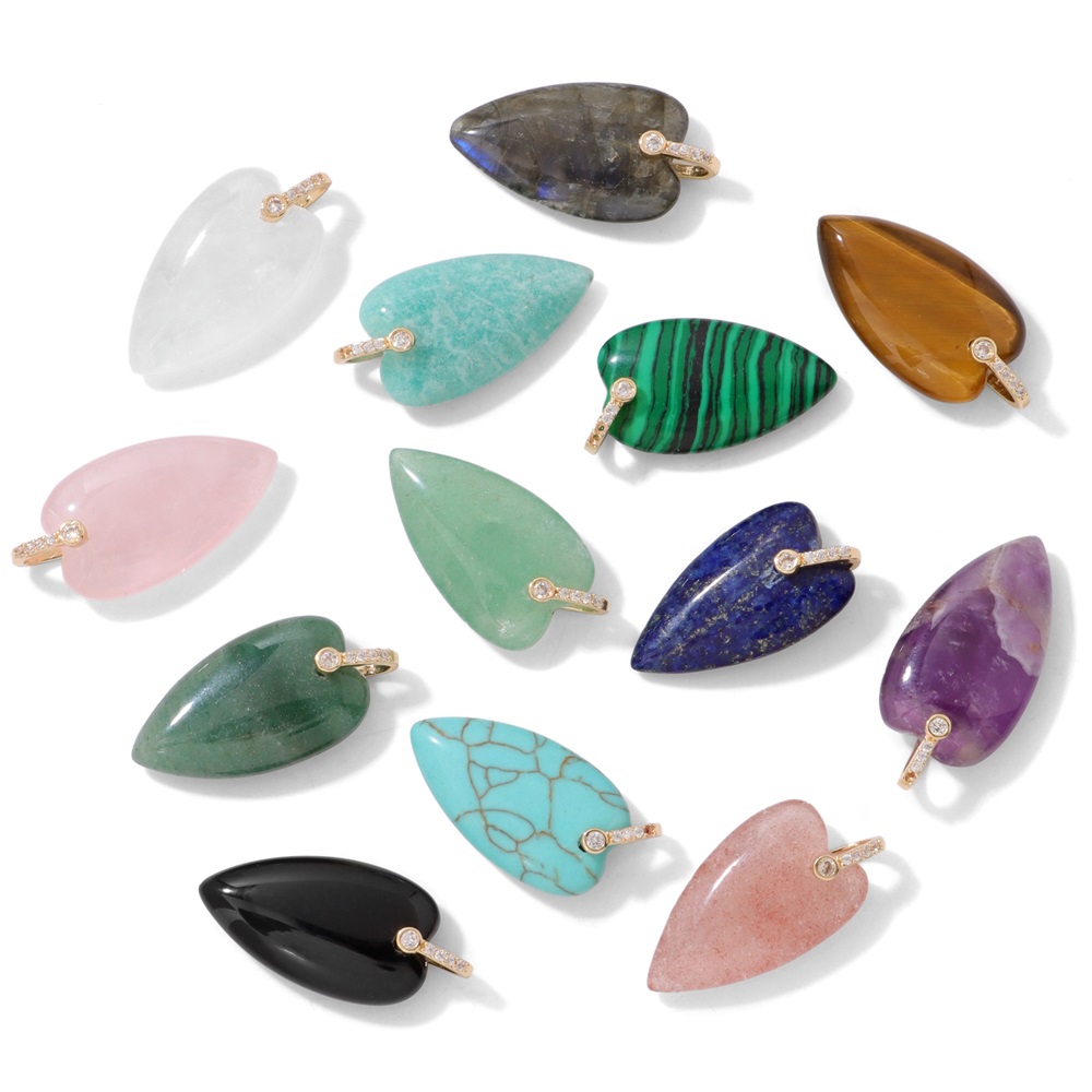2Pcs Natural Stone Heart Penda - огляд і ціна Crystal Pendant Necklace Natural Stone