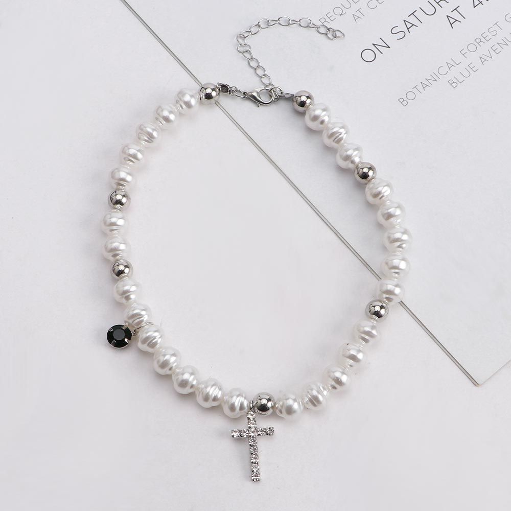 Vintage Pendant Crystal Cross  - огляд і ціна Pearl Choker Necklace Vintage