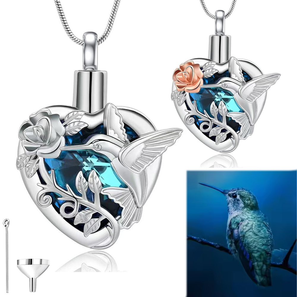 Hummingbird Heart Urn Locket N - огляд і ціна Heart Locket Necklace Photo
