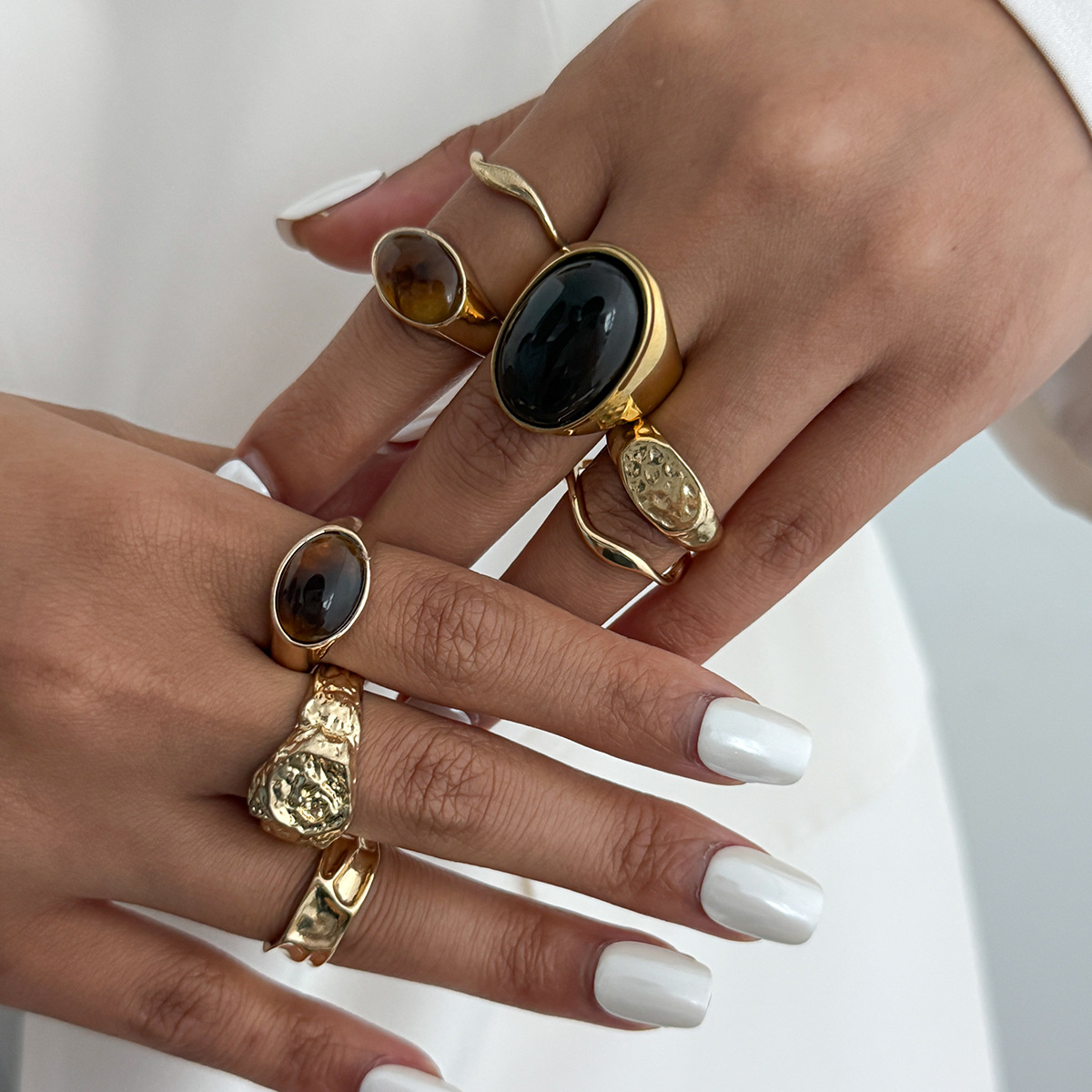 8Pcs/Set Vintage Amber Rhinest - огляд і ціна Vintage Punk Knuckle Rings Set