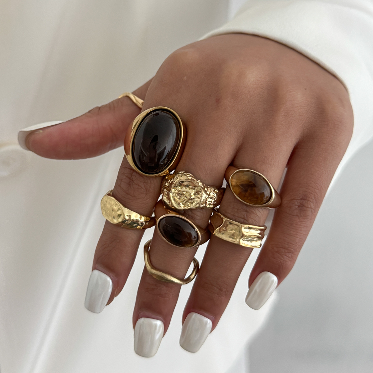 8Pcs/Set Vintage Amber Rhinest - огляд і ціна Vintage Punk Knuckle Rings Set