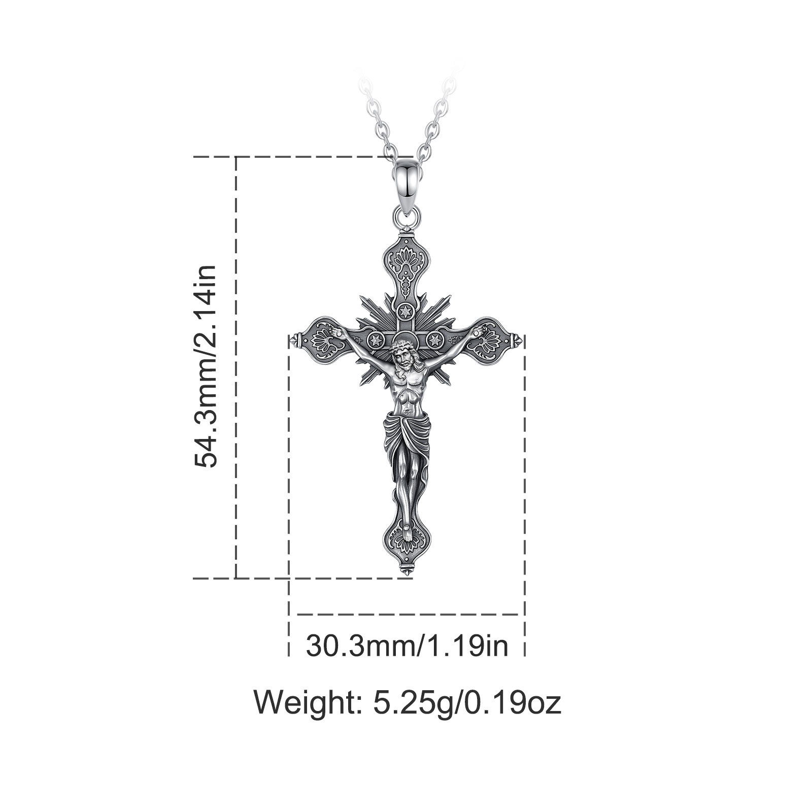 Eudora New Crucifix Cross Neck - огляд і ціна 925 Sterling Silver Chain Necklace Men