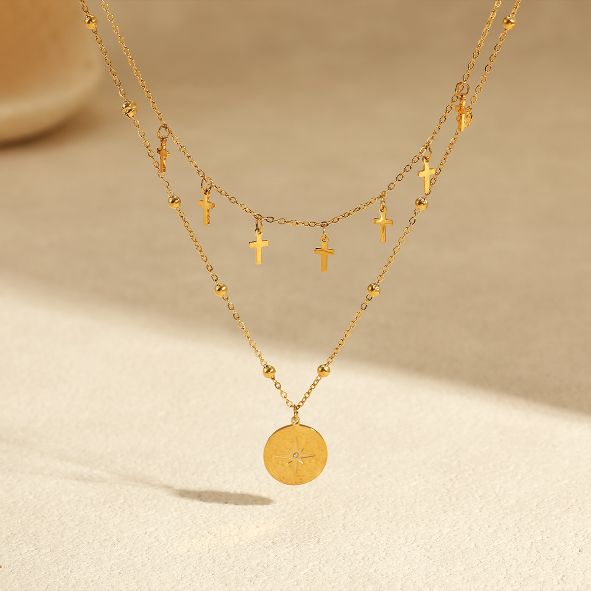 Vintage Double Layer Cross Nec - огляд і ціна Layered Pendant Necklace Aesthetic