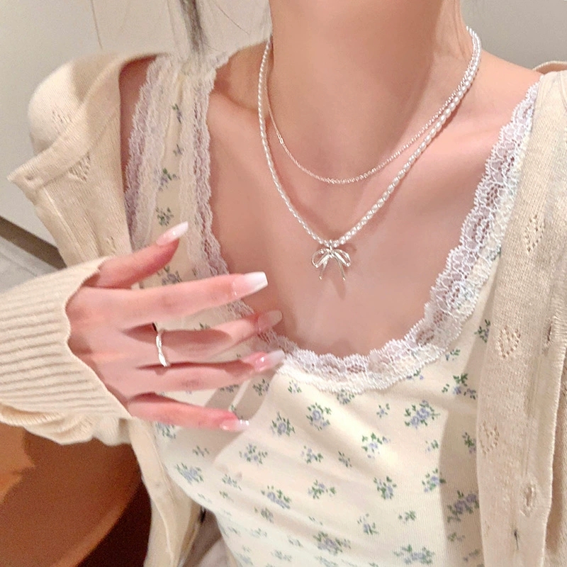 Fashion Vintage Bowknot Pendan - огляд і ціна Layered Pendant Necklace Aesthetic