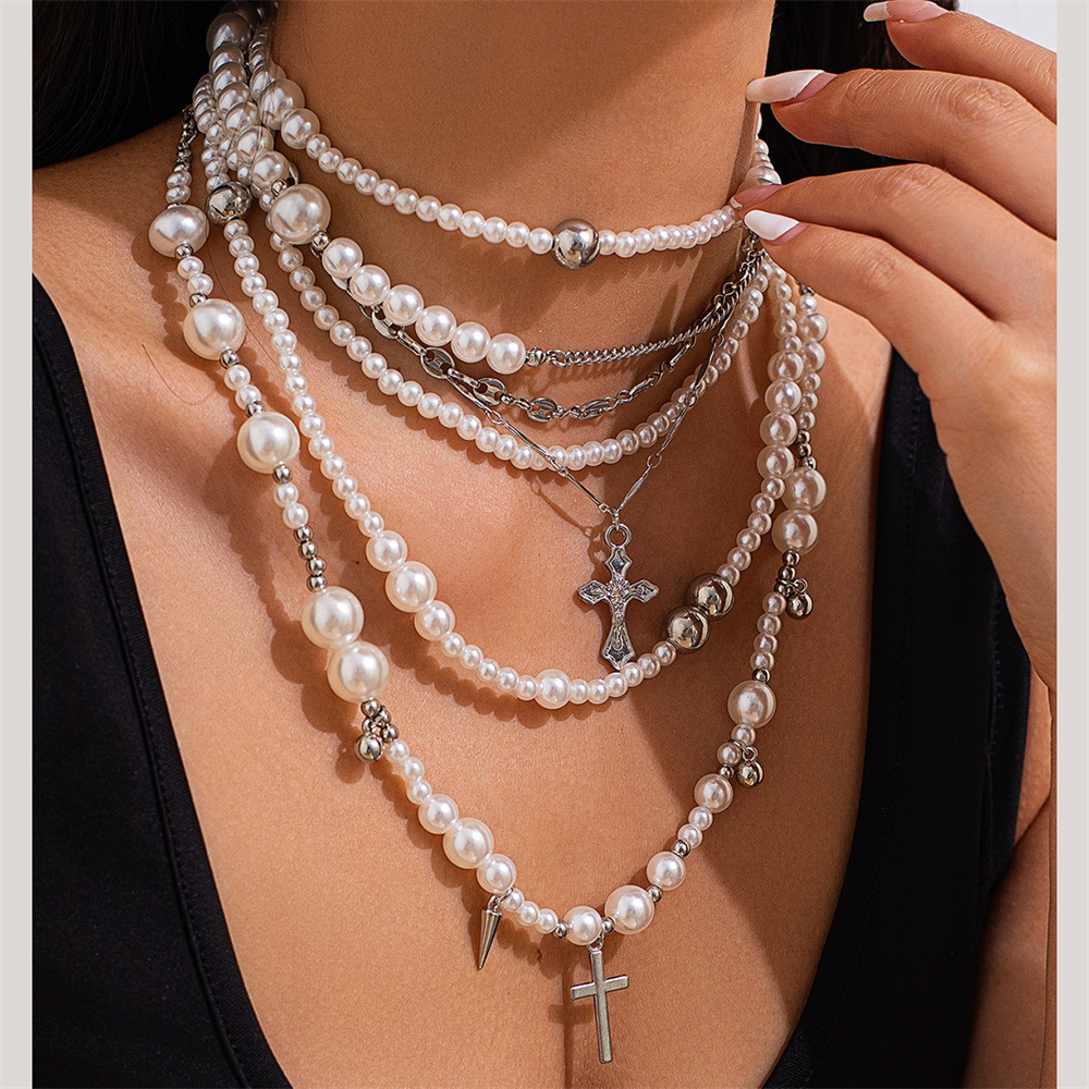 Multi-layer Imitation Pearl Be - огляд і ціна Layered Pendant Necklace Aesthetic