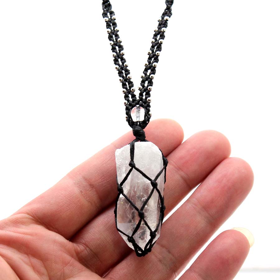 Crystal Quartz Macrame Braided - огляд і ціна Crystal Pendant Necklace Natural Stone