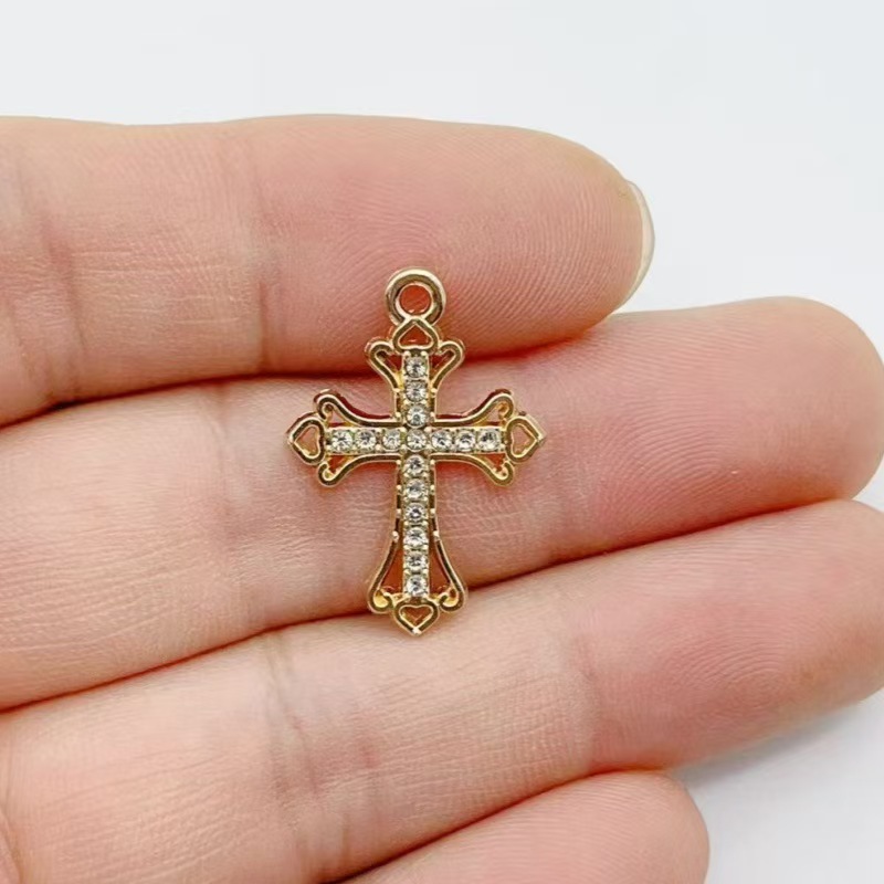 10pcs Diamond studded Gold Cro - огляд і ціна Cross Pendant Necklace Gold