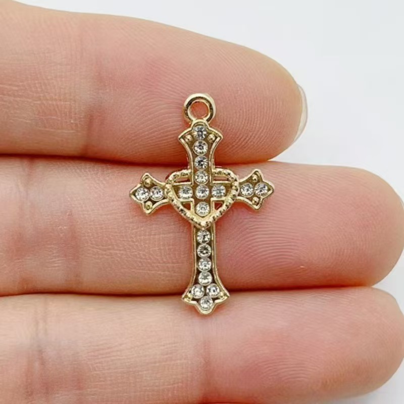 10pcs Diamond studded Gold Cro - огляд і ціна Cross Pendant Necklace Gold