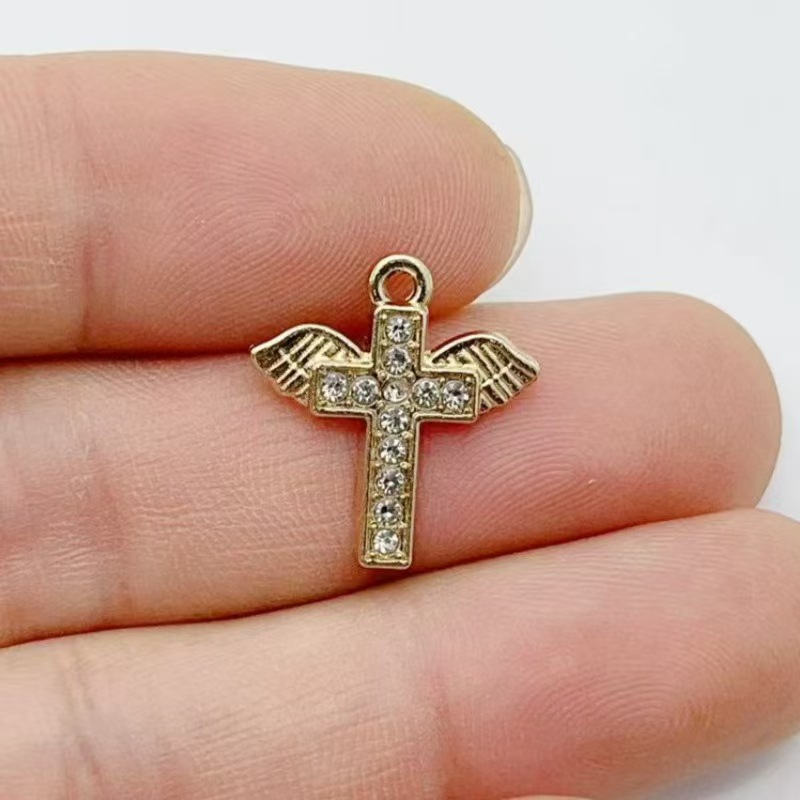 10pcs Diamond studded Gold Cro - огляд і ціна Cross Pendant Necklace Gold