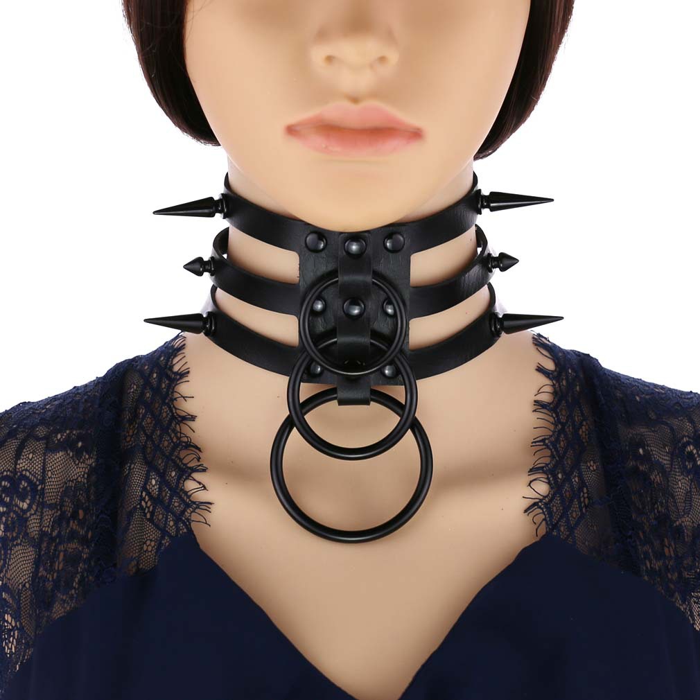 Fashion Women Men Black Rivet  - огляд і ціна Goth Punk Spike Choker
