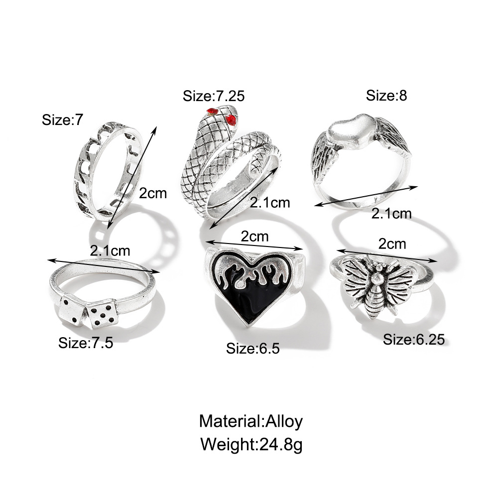 6Pcs Vintage Punk Snake Knuckl - огляд і ціна Vintage Punk Knuckle Rings Set