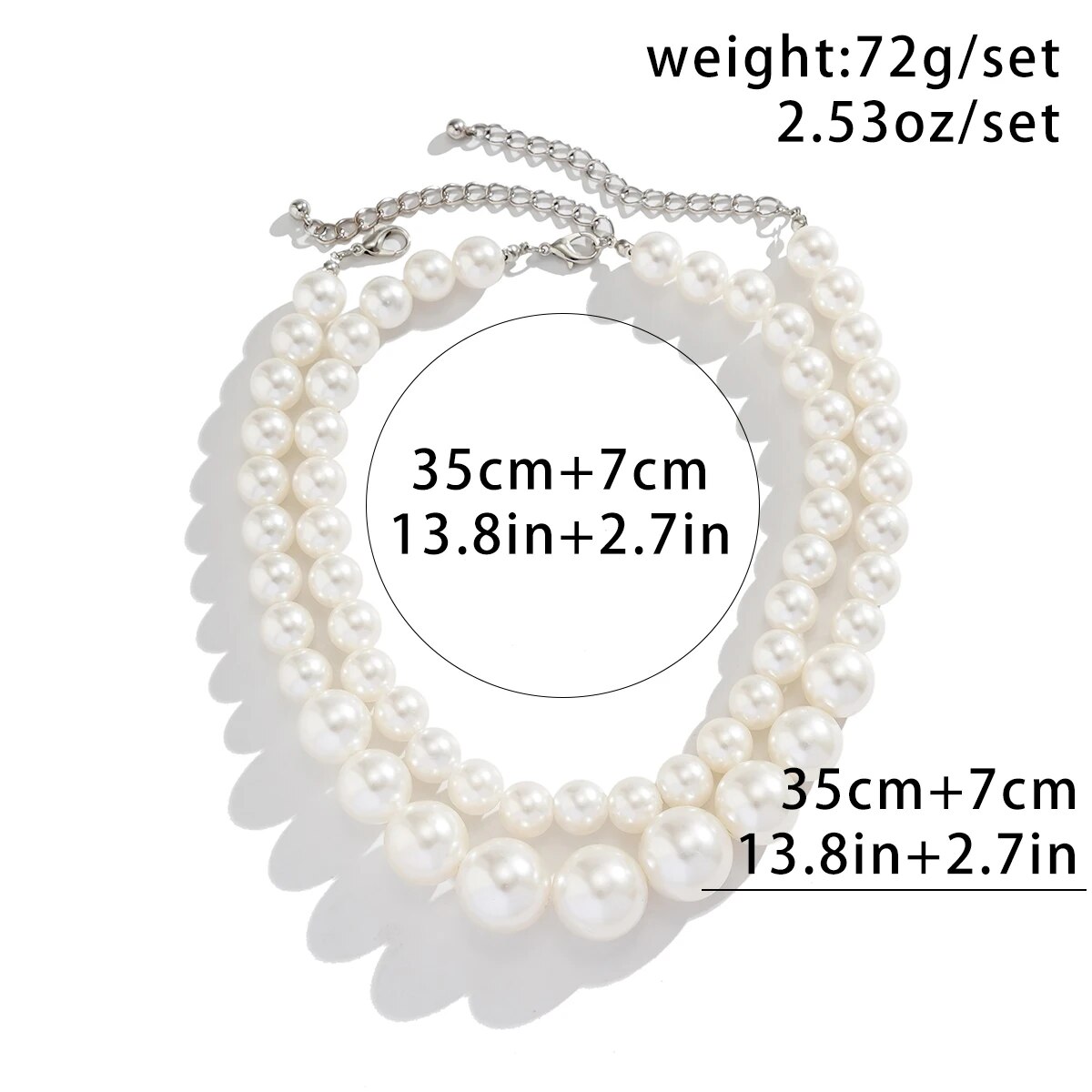 2Pcs/Set Exaggerated Big Imita - огляд і ціна Pearl Choker Necklace Vintage
