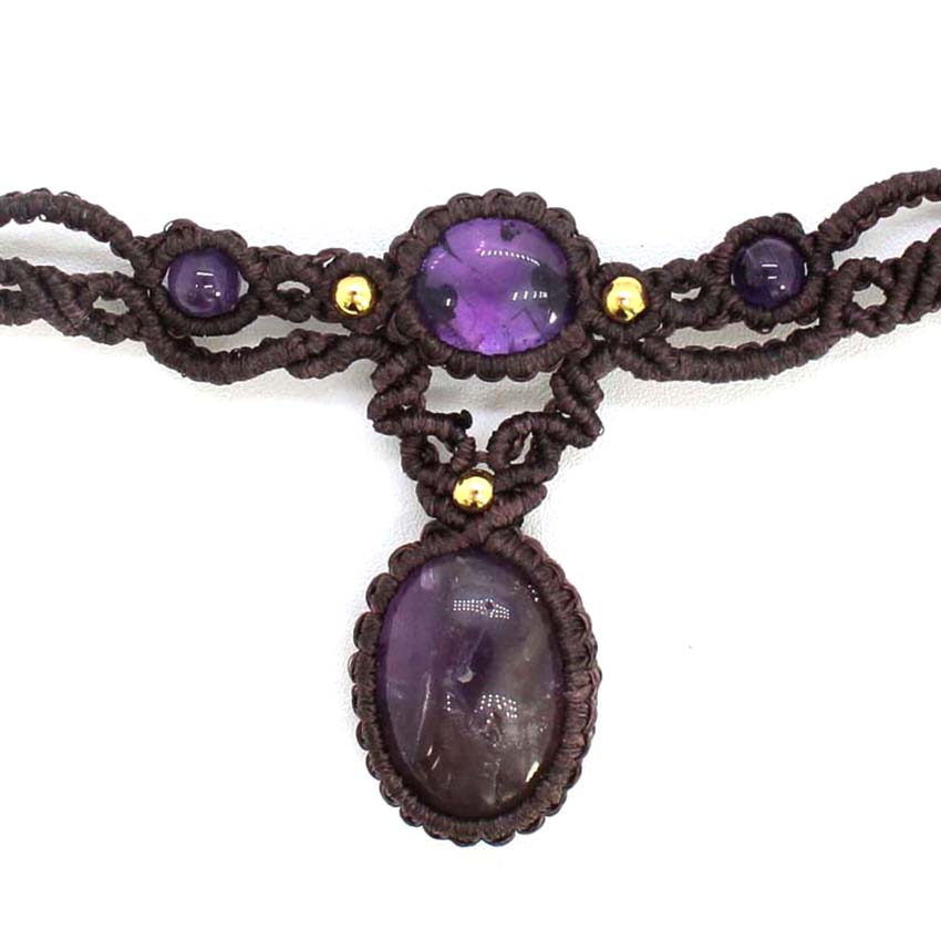 Crystal Braided Macrame Stone  - огляд і ціна Crystal Pendant Necklace Natural Stone