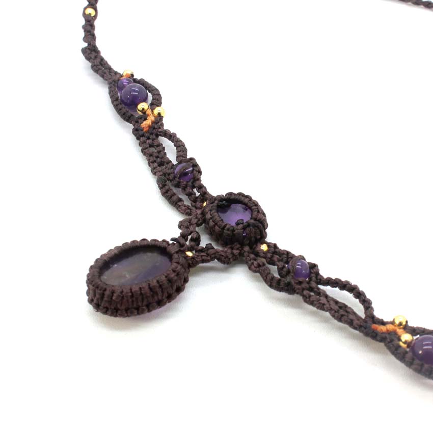 Crystal Braided Macrame Stone  - огляд і ціна Crystal Pendant Necklace Natural Stone