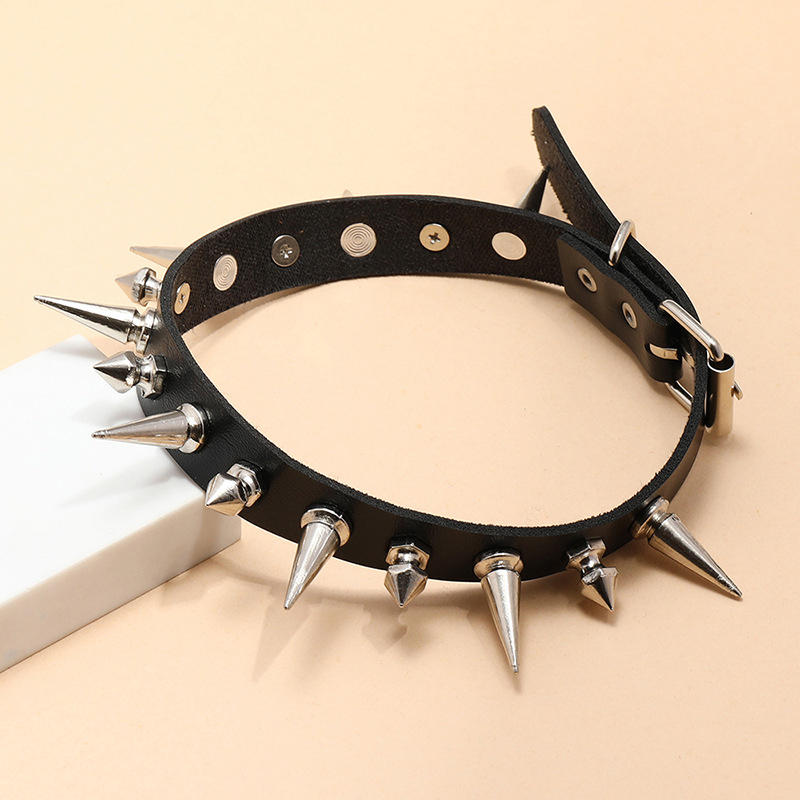 Punk Long Spike Choker Faux Le - огляд і ціна Goth Punk Spike Choker