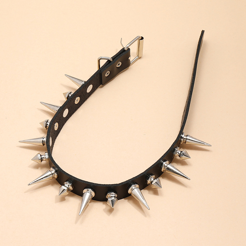 Punk Long Spike Choker Faux Le - огляд і ціна Goth Punk Spike Choker