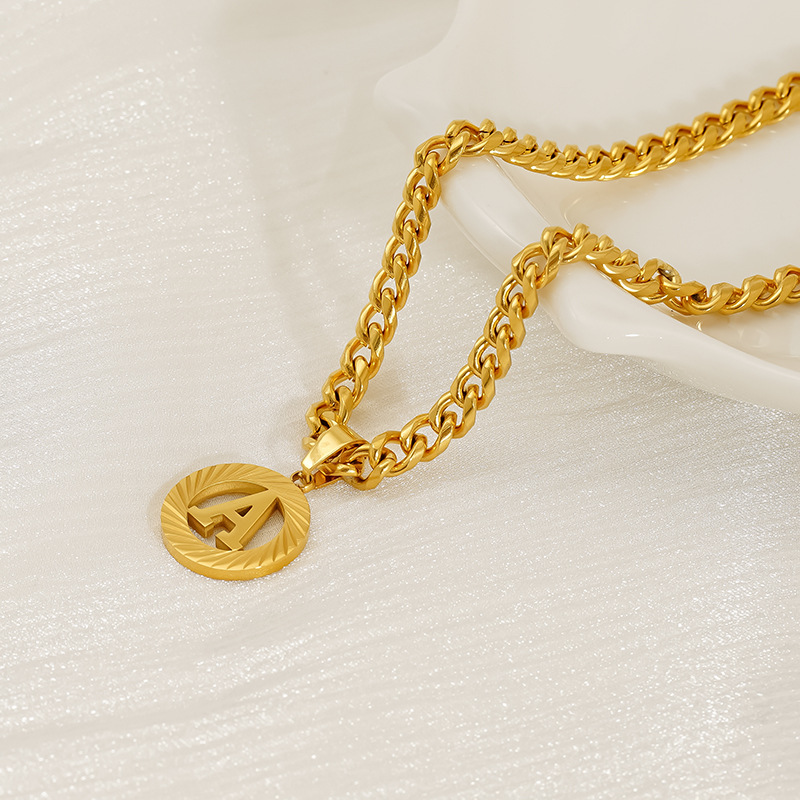 Stainless Steel 5MM Cuban Chai - огляд і ціна Initial Letter Necklace 18K Gold