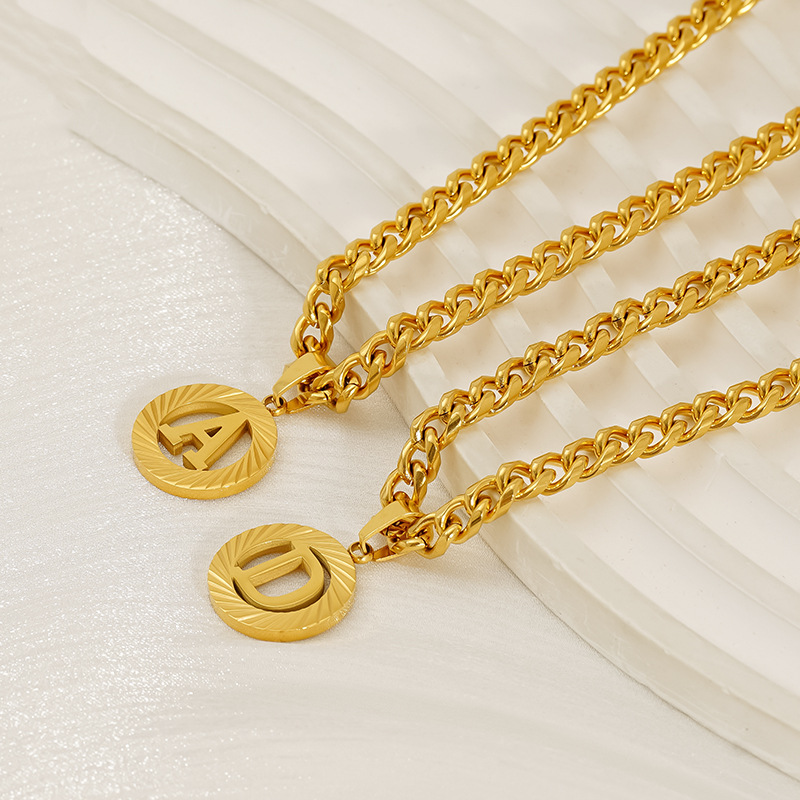 Stainless Steel 5MM Cuban Chai - огляд і ціна Initial Letter Necklace 18K Gold