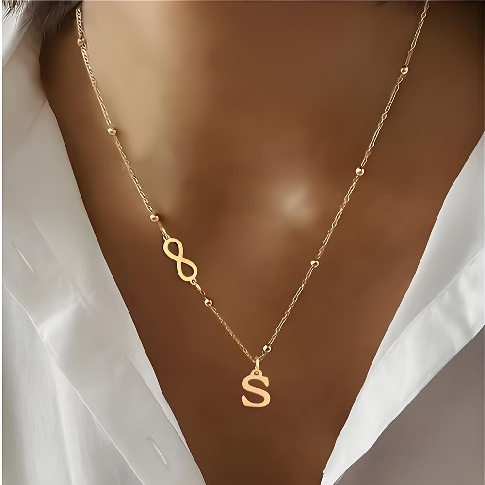 Custom Infinity Symbol Initial - огляд і ціна Initial Letter Necklace 18K Gold