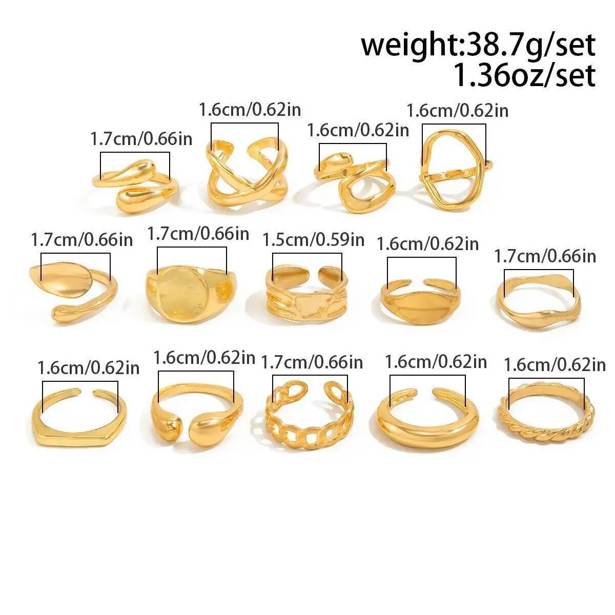 IngeSight.Z 14Pcs/Set Hip Hop  - огляд і ціна Vintage Punk Knuckle Rings Set