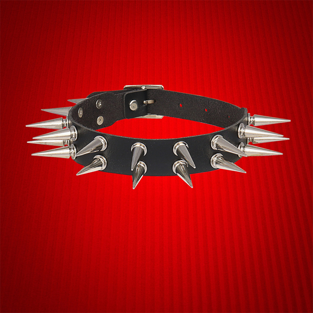 Long Spiked Choker Collar For  - огляд і ціна Goth Punk Spike Choker