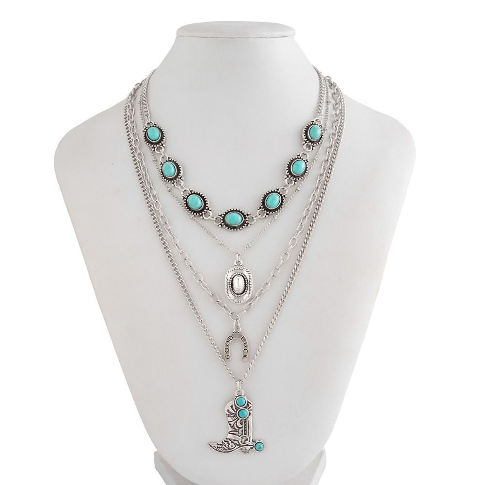 Cowboy Boot Pendant Turquoise  - огляд і ціна Layered Pendant Necklace Aesthetic