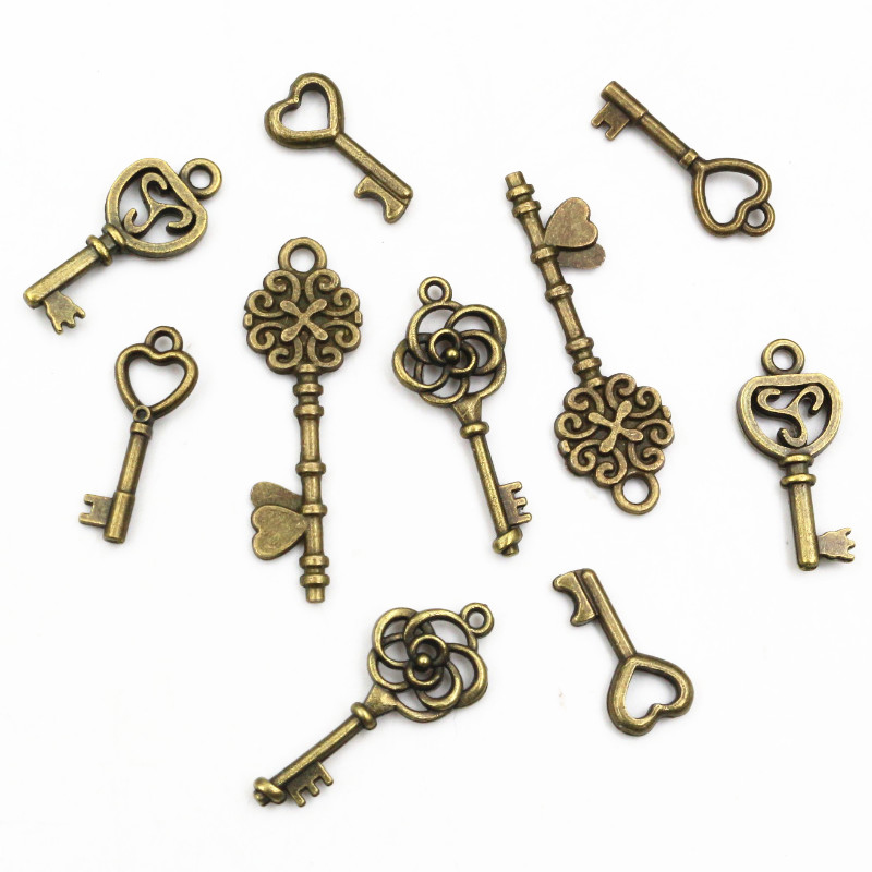 40pcs Key Charms Pendants Anti - огляд і ціна Heart Locket Necklace Photo