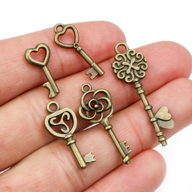 40pcs Key Charms Pendants Anti - огляд і ціна Heart Locket Necklace Photo