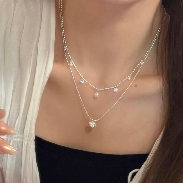 Double Layer Silver Bead Choke - огляд і ціна Layered Pendant Necklace Aesthetic