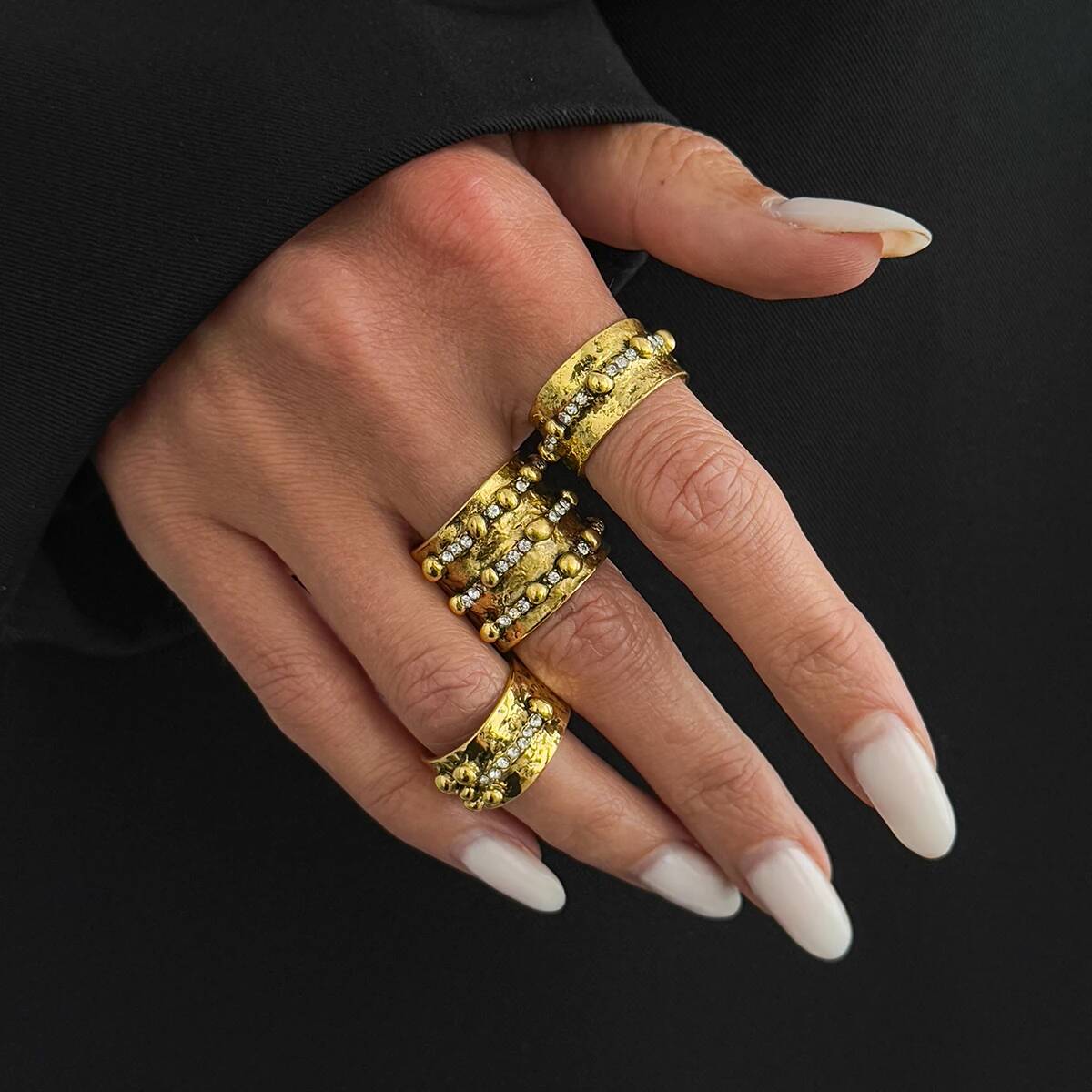 Ingemark 3Pcs Vintage Inlay Rh - огляд і ціна Vintage Punk Knuckle Rings Set