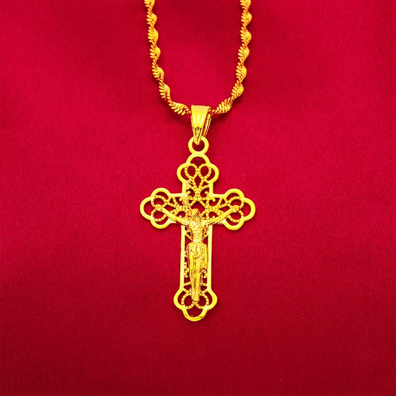 9999 24K genuine gold classic  - огляд і ціна Cross Pendant Necklace Gold