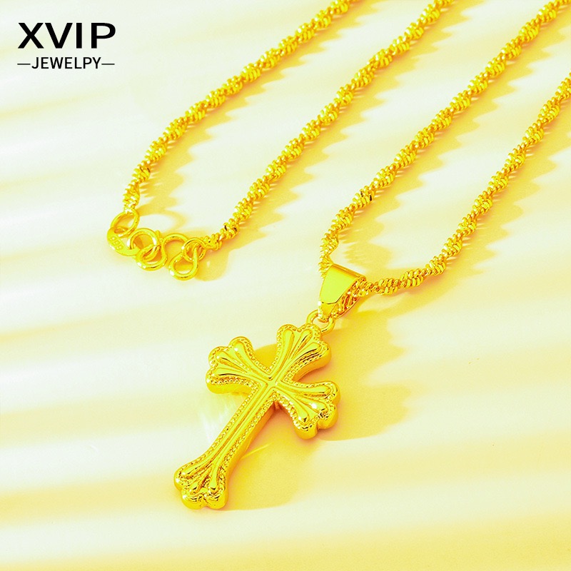 9999 24K genuine gold classic  - огляд і ціна Cross Pendant Necklace Gold