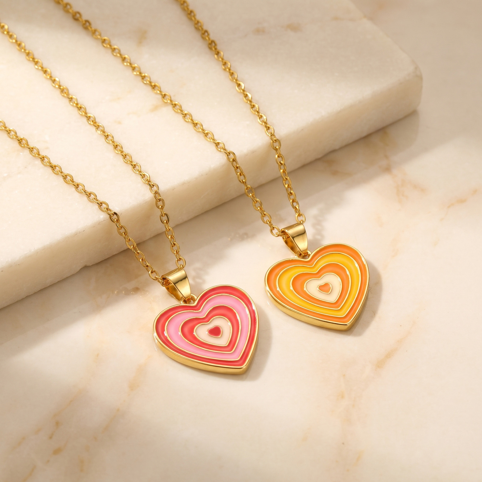 Y2K Style Layered Enamel Heart - огляд і ціна Layered Pendant Necklace Aesthetic