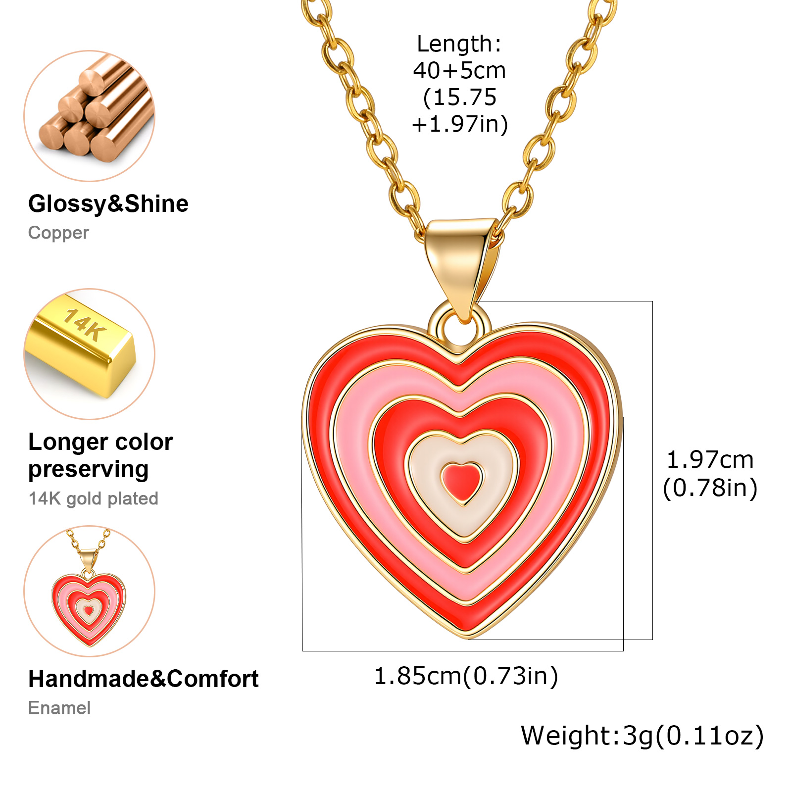 Y2K Style Layered Enamel Heart - огляд і ціна Layered Pendant Necklace Aesthetic