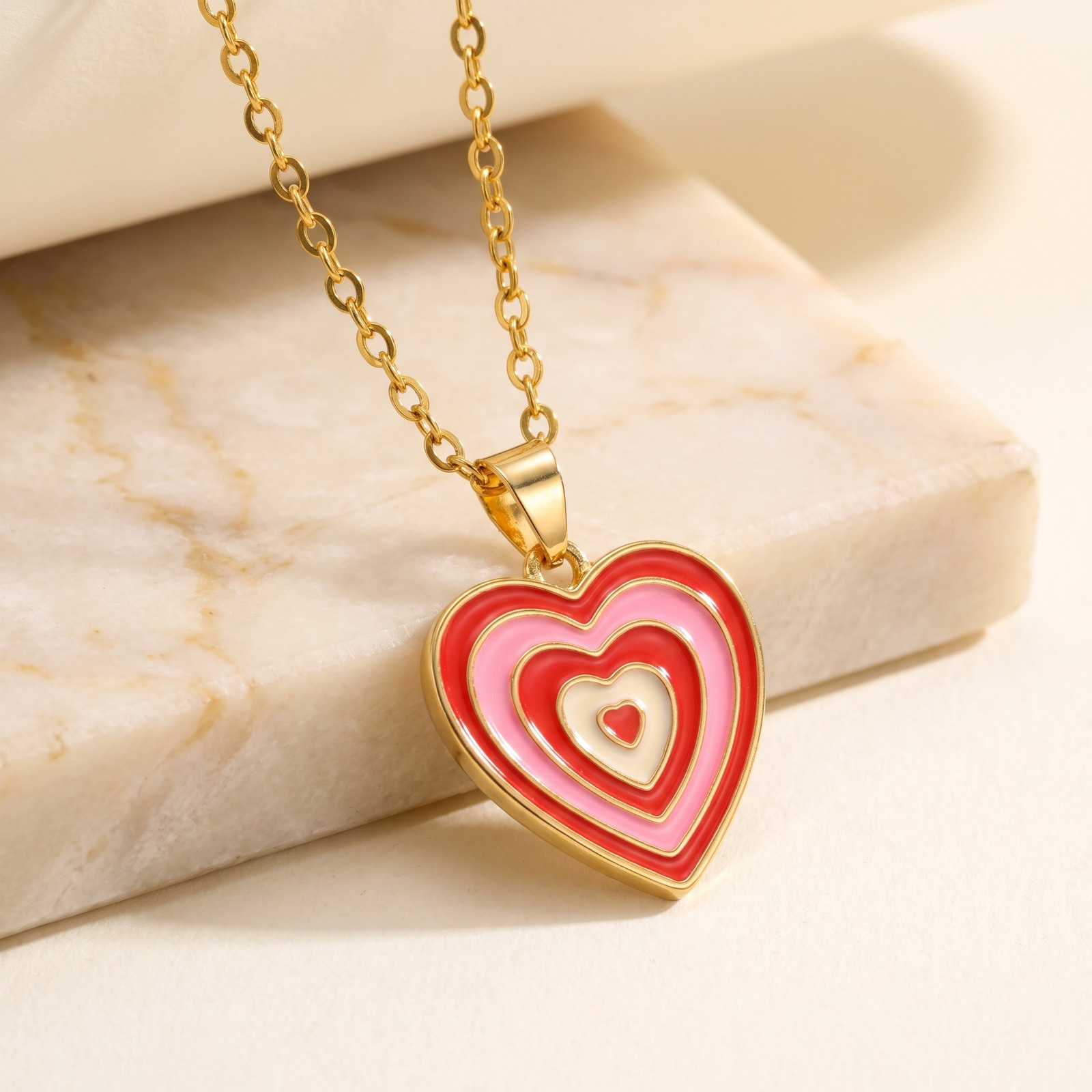 Y2K Style Layered Enamel Heart - огляд і ціна Layered Pendant Necklace Aesthetic