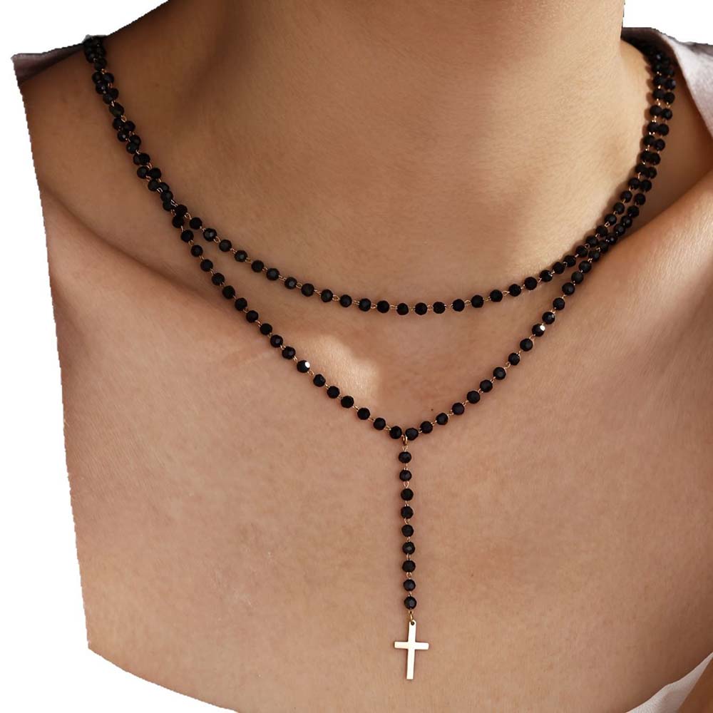 Gothic Double Layer Black Crys - огляд і ціна Layered Pendant Necklace Aesthetic