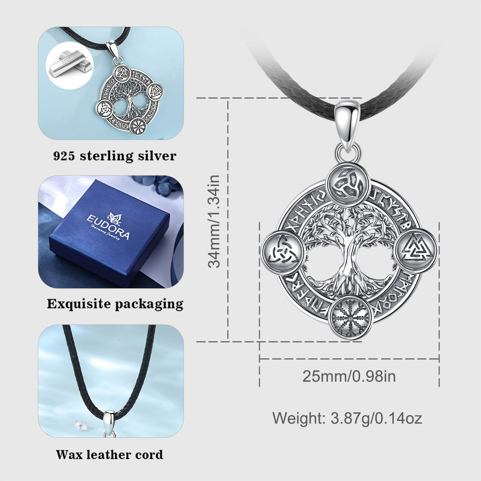 Eudora 925 Sterling Silver Tre - огляд і ціна 925 Sterling Silver Chain Necklace Men