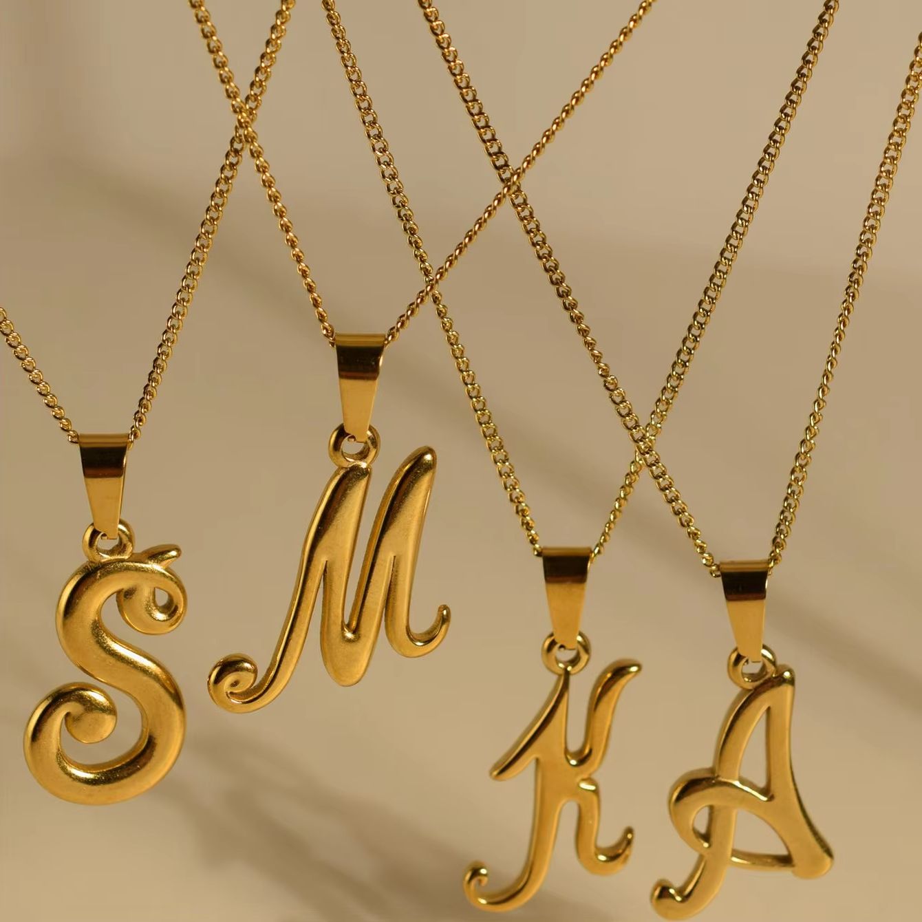 18k Gold Stainless Steel Vinta - огляд і ціна Initial Letter Necklace 18K Gold