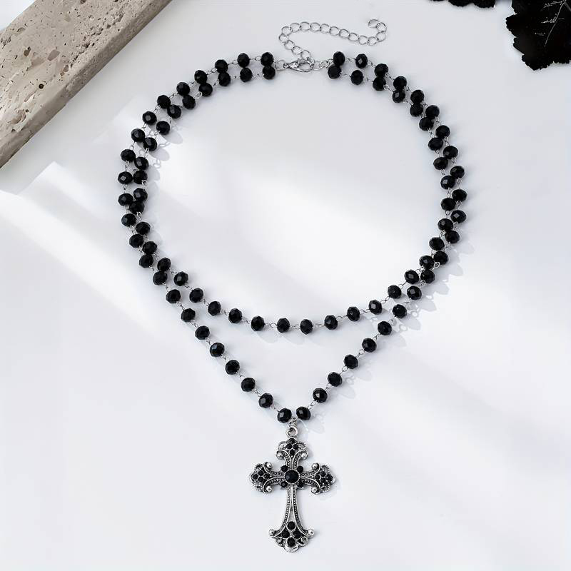 Y2K Grunge Gothic Layered Cros - огляд і ціна Layered Pendant Necklace Aesthetic