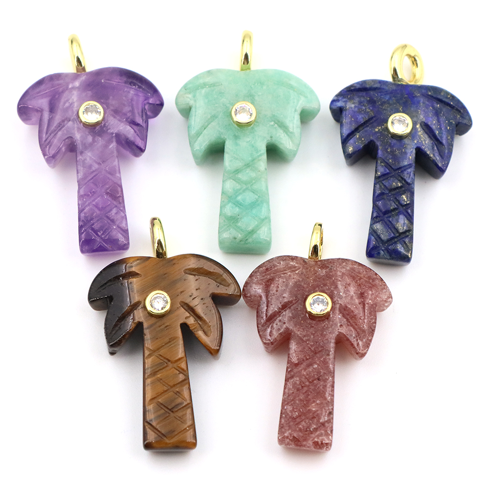 30mm Natural Stone Coconut Tre - огляд і ціна Crystal Pendant Necklace Natural Stone