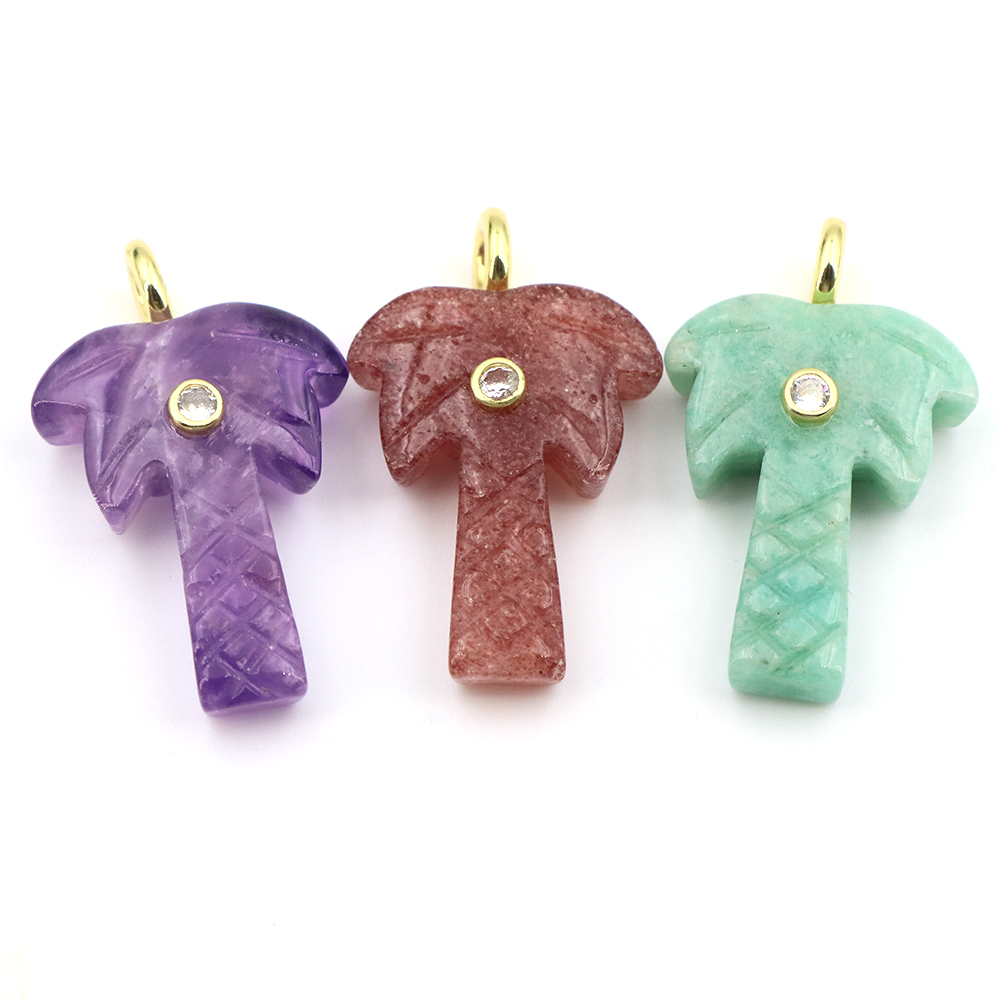 30mm Natural Stone Coconut Tre - огляд і ціна Crystal Pendant Necklace Natural Stone