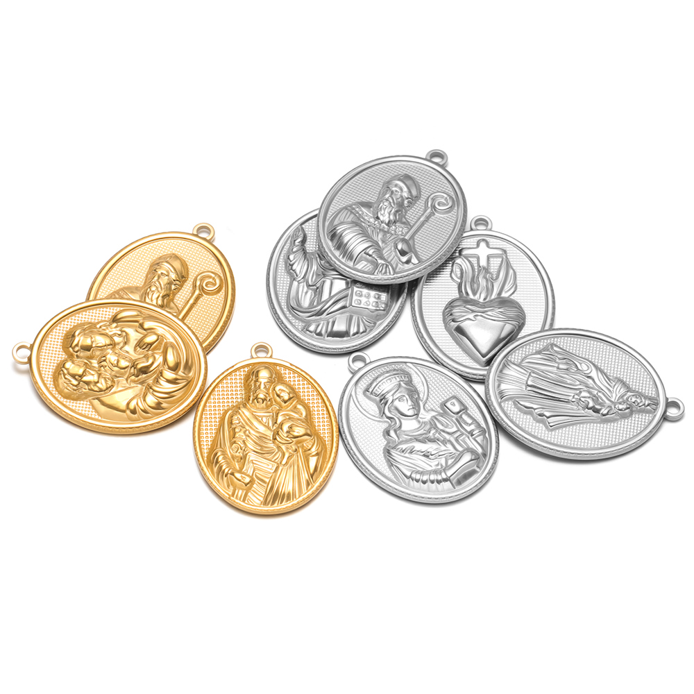 5pcs Stainless Steel Gold Oval - огляд і ціна Cross Pendant Necklace Gold